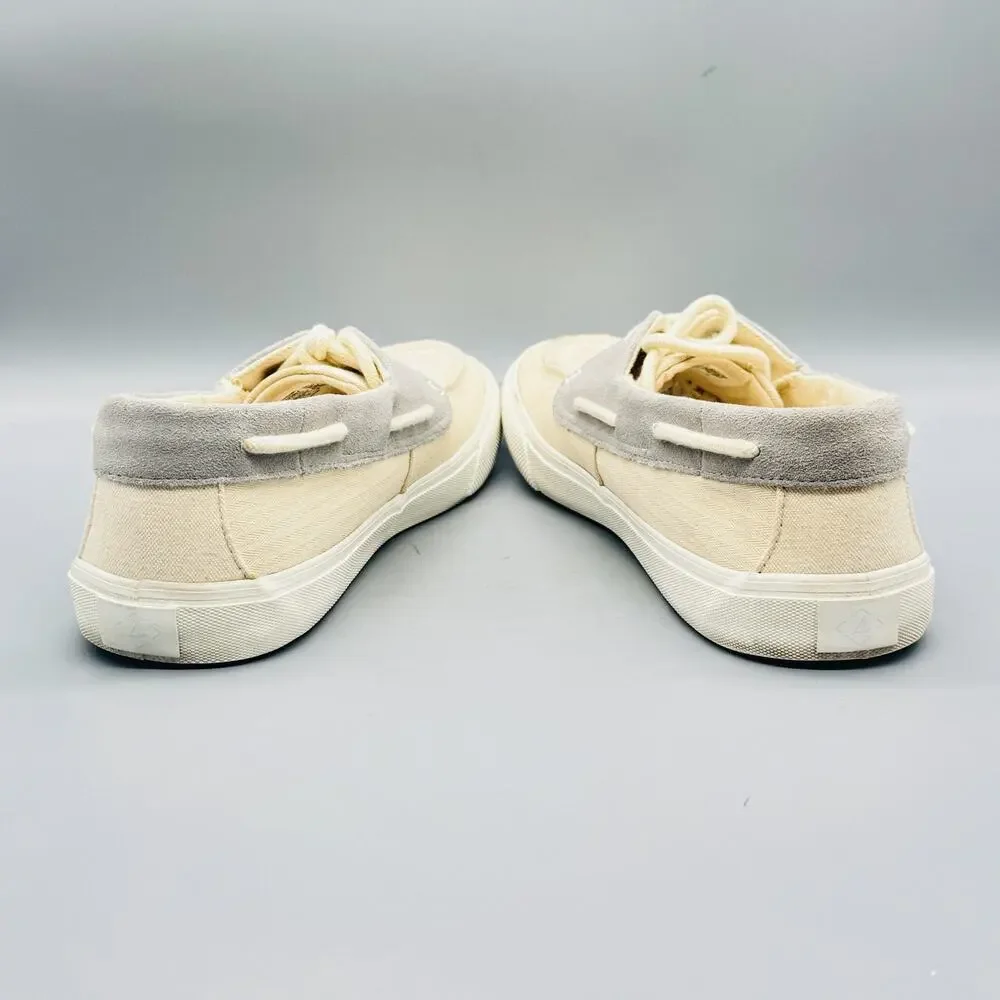 Sperry Shoes Mens 12 Beige Canvas Suede SeaCycled Bahama II Boat Moc Toe Casual
